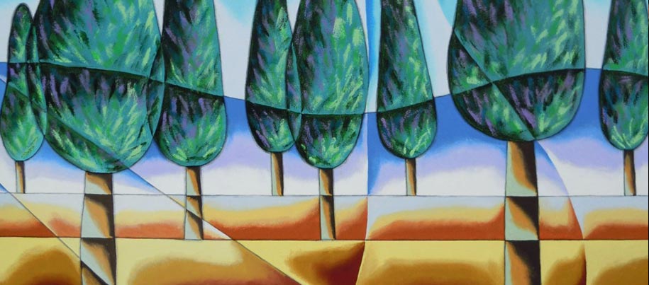 <strong>Nella Valle dei Cipressi</strong> - acrilico su tela - 80x80 cm